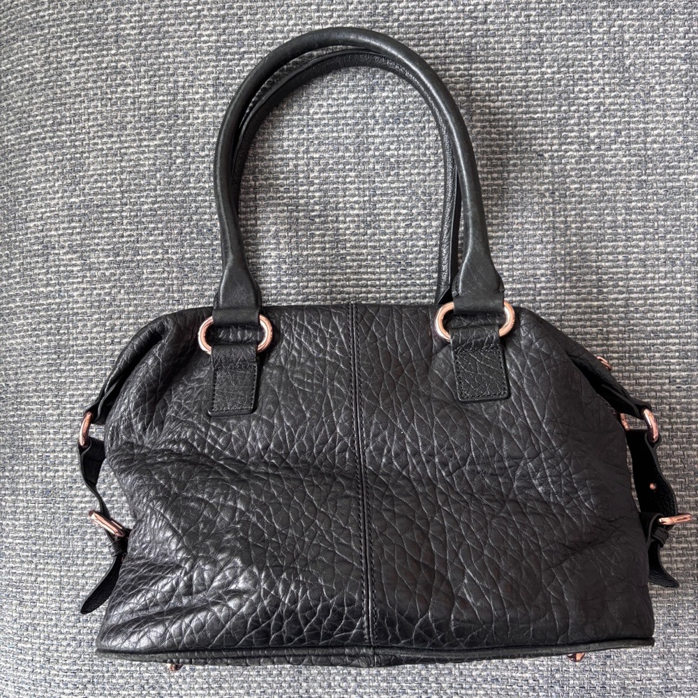 Ted Baker Black Pebble Leather Handbag Bow Detail Authentic - Picture 5 of 12
